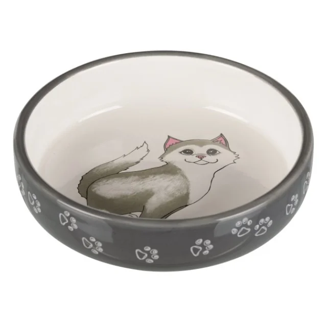 Миска Trixie для котов с коротким носом, керамика, серый, 300 мл, 15 см