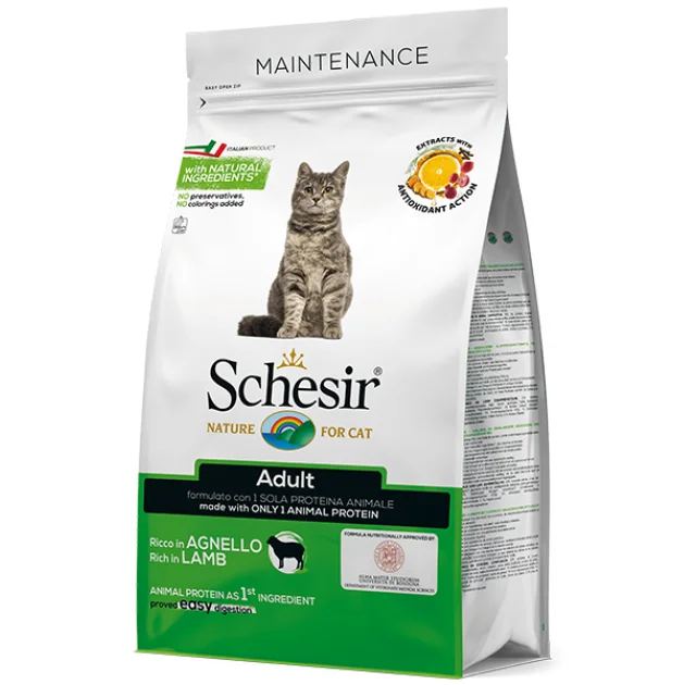 Сухой корм Schesir Cat Adult Lamb с ягненком, монопротеиновый, для взрослых котов, 1.5 кг