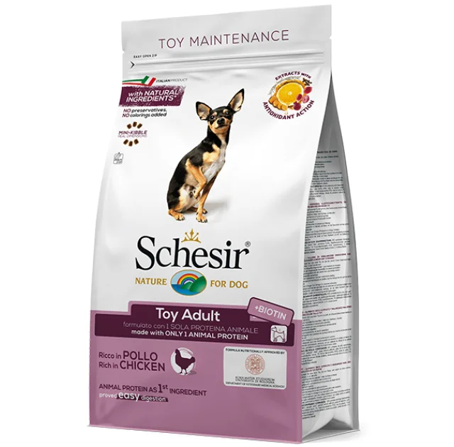 Сухой корм Schesir Dog Toy Adult с курицей, монопротеиновый, для собак мини пород, 2 кг
