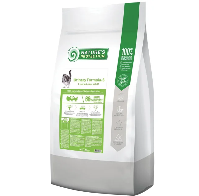 Сухой корм Natures Protection Urinary Formula-S для профилактики и лечения МКБ, для кошек, 18 кг