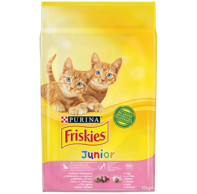 Сухий корм Purina Friskies Junior для кошенят, з куркою, молоком і овочами, 10 кг