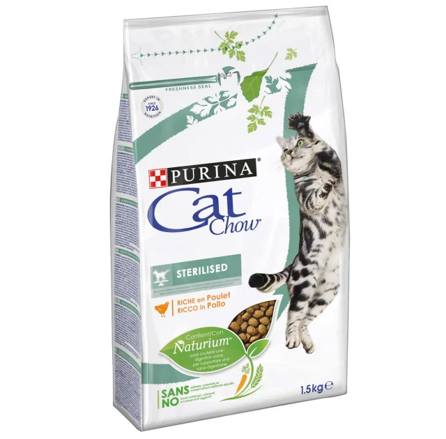 Сухий корм Purina Cat Chow Sterilised для стерилізованих котів, з куркою, 1.5 кг