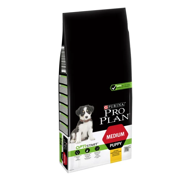 Сухой корм Purina Pro Plan Dog Medium Puppy Optistart для щенков средних пород, с курицей, 14 кг