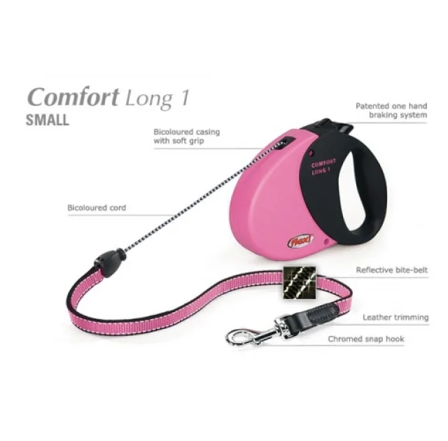 Повідець-рулетка Flexi - Comfort Long № 1, рожевий, до 12 кг, 7 м