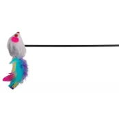 Игрушка Trixie Мышь на палочке, для кошек, плюш, 50 см