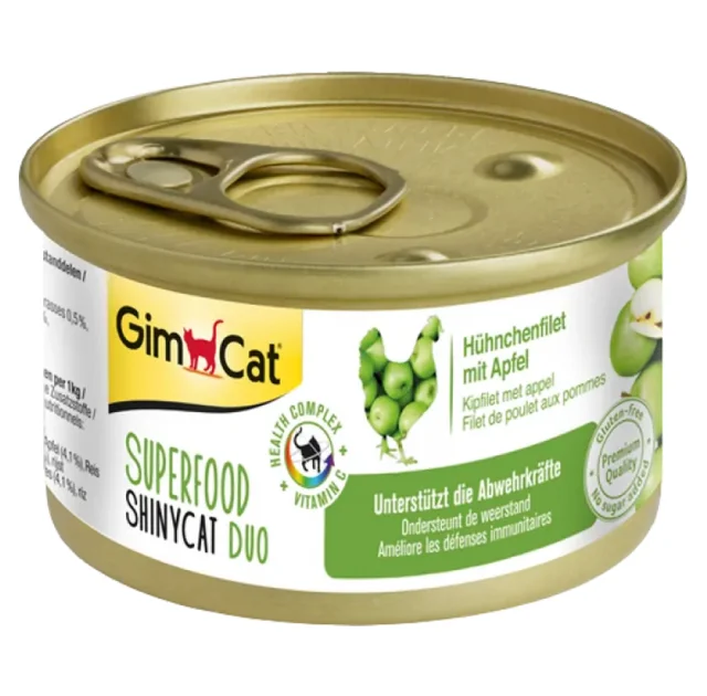 Влажный корм GimCat Shiny Cat Superfood для кошек, с курицей и яблоком, 70 г