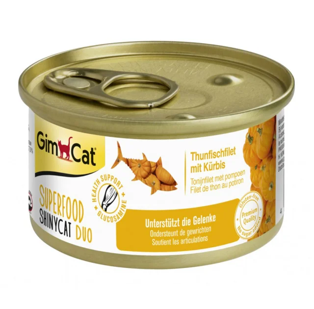 Влажный корм GimCat Shiny Cat Superfood для кошек, с тунцом и тыквой 70 г