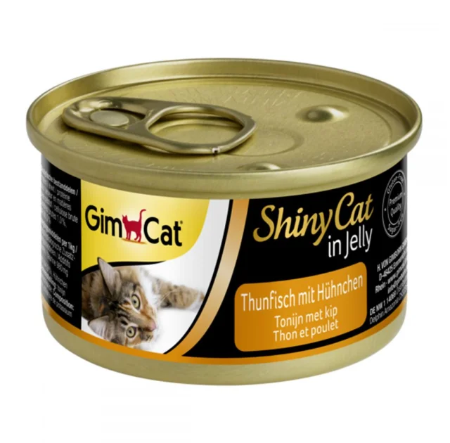 Влажный корм GimCat Shiny Cat для кошек, с тунцом и курицей, 70 г