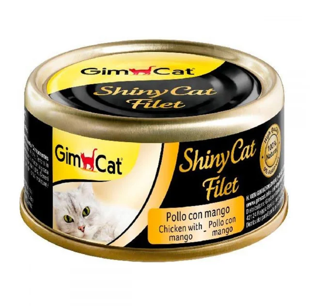 Влажный корм GimCat Shiny Cat для кошек, с  курицей и манго, 70 г