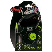 Повідець-рулетка Flexi Black Design S для собак до 12 кг, 5 м, трос, зелена