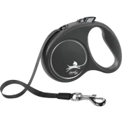 Повідець-рулетка Flexi Black Design M для собак до 25 кг, 5 м, стрічка, чорна