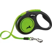 Повідець-рулетка Flexi New NEON S для собак до 15 кг, 5 м, стрічка, зелений/неон