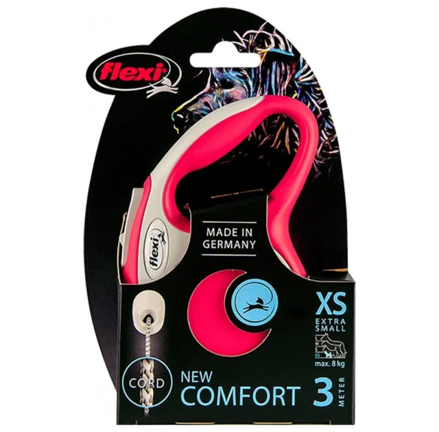 Поводок-рулетка Flexi New Comfort XS для собак до 8 кг, 3 м, трос, красный