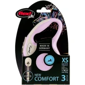 Повідець-рулетка Flexi New Comfort XS для собак до 8 кг, 3 м, трос, рожевий