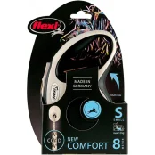 Повідець-рулетка Flexi New Comfort S для собак до 12 кг, 8 м, трос, чорний