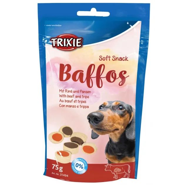 Лакомства Trixie Baffos для собак, говядина с желудком, 75 г