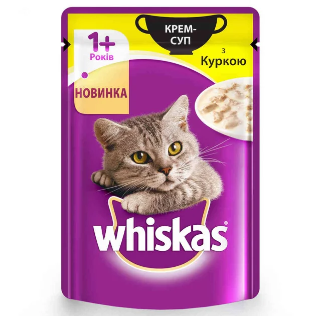 Вологий корм Whiskas крем-суп для котів, з куркою, 85 г