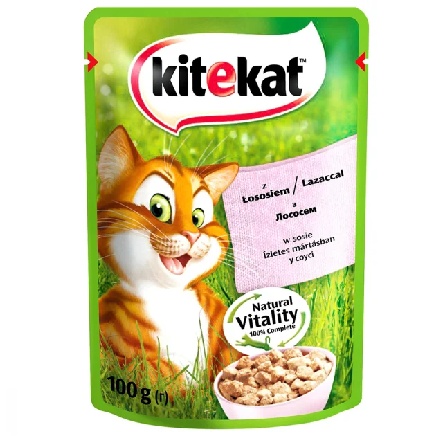 Влажный корм Kitekat для кошек, с лососем в соусе, 100 г