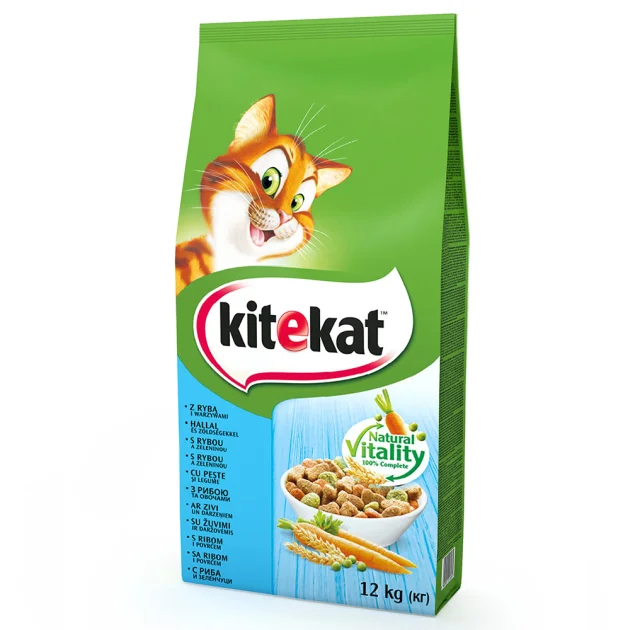 Сухой корм Kitekat для кошек, рыба с овощами, 12 кг