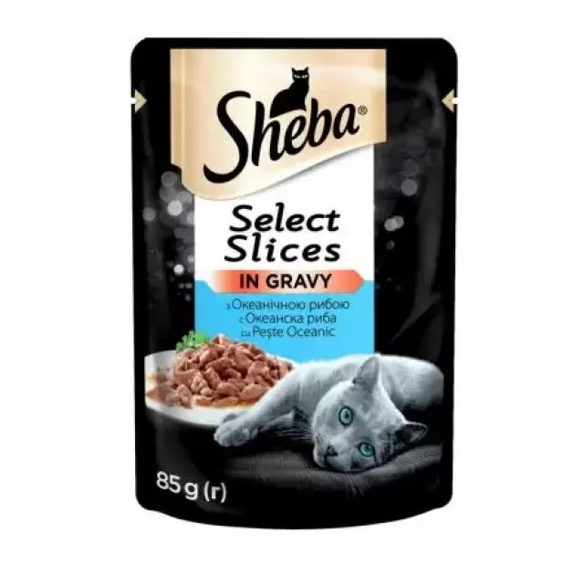 Влажный корм Sheba Selection in Sauce для кошек, с океанической рыбой в соусе, 85 г