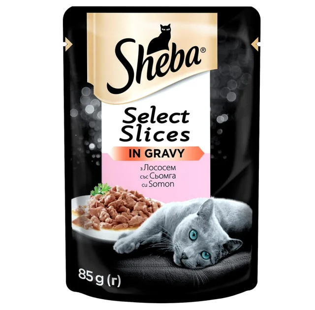 Влажный корм Sheba Selection in Sauce для кошек, с лососем в соусе, 85 г