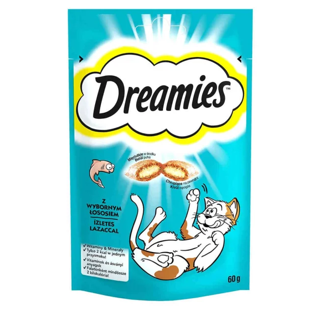 Лакомство Dreamies Chicken для кошек, с лососем, 60 г