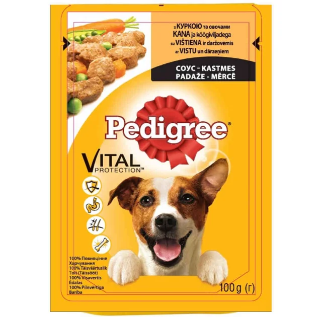 Влажный корм Pedigree для взрослых собак, курица и овощи в соусе, 100 г