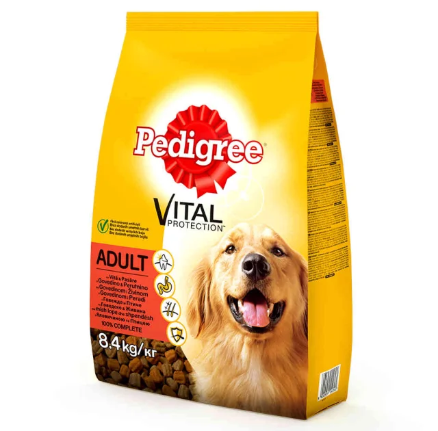 Сухий корм Pedigree для дорослих собак, з яловичиною та птицею, 8.4 кг