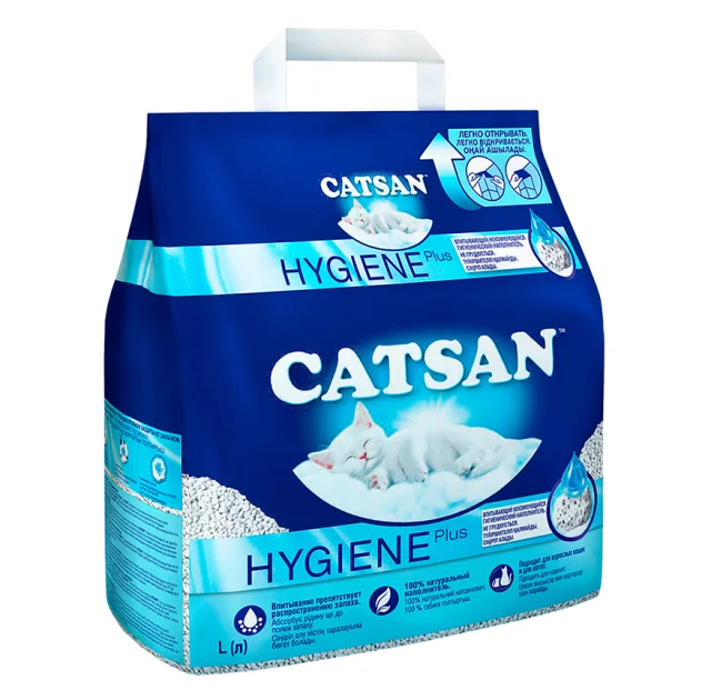Наполнитель Catsan Hygiene Plus для кошачьего туалета, впитывающий, 2.6 кг (5 л)