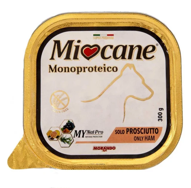 Влажный беззерновой корм Morando MioCane Monoproteico Only Ham для собак, с прошутто, 300 г