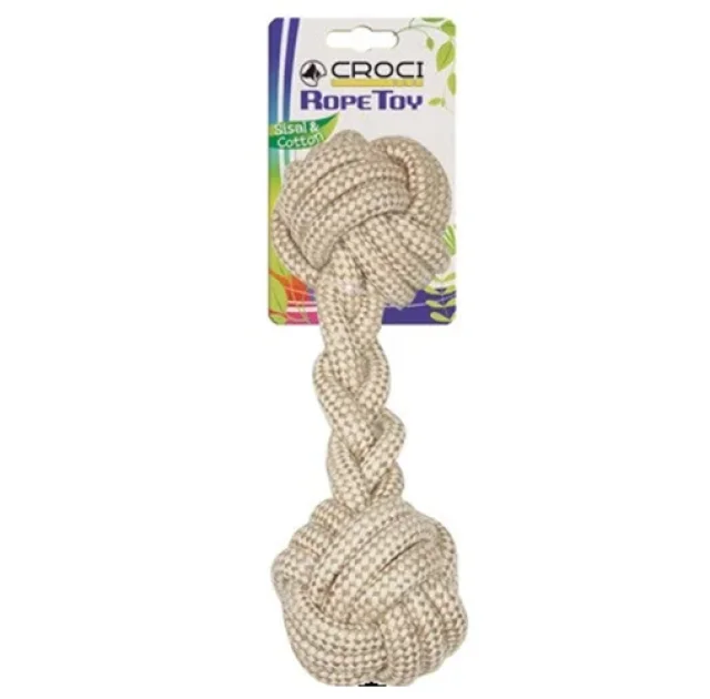 Игрушка Croci Eco канат грейфер гантеля, для собак, котон/сезаль, 5×30 см