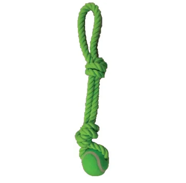 Игрушка Croci Juice канат с 2 узлами и мячом, для собак, зеленый, 40 см