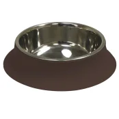 Миска Croci Silicon для котів і собак, нержавіюча / силікон, коричнева, 520 мл, 14 см