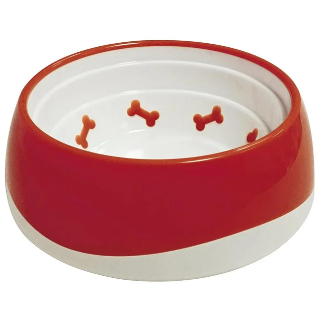 Миска Croci Tpr Bone для котів і собак, пластик, червона, 550 мл, 16.8 × 6 см