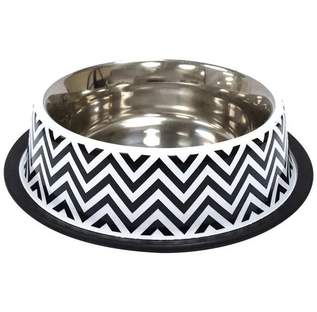 Миска Croci Twiggy Stripes для кошек и собак, нержавейка, орнамент, 700 мл, 21 см