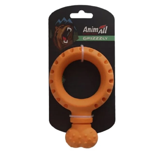 Игрушка AnimAll GrizZzly для собак, сережка, оранжевая, 17.4×6.5 см