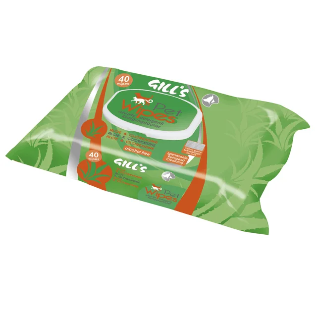 Вологі серветки Croci Gill's Aloe для котів  і собак, з ароматом алое, 40 шт