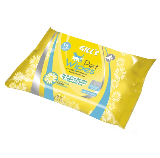 Влажные салфетки Croci Gill's Pocket Chamom для кошек и собак, карманные, 15 шт