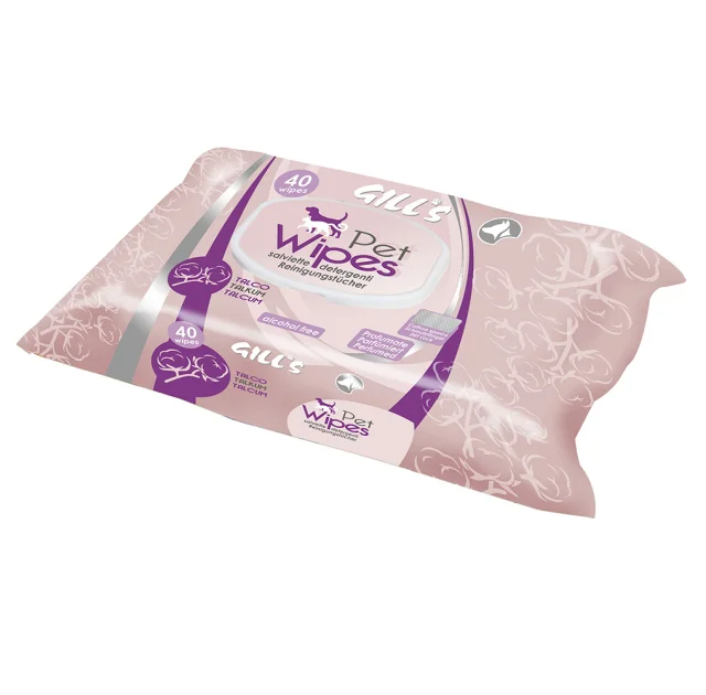 Вологі серветки Croci Gill's Talc для котів  і собак, з тальком, 40 шт