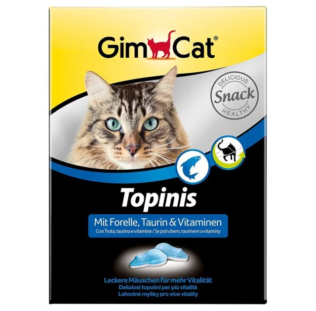 Витамины Gimcat Topinis для кошек, с форелью, 180 табл, 220 г