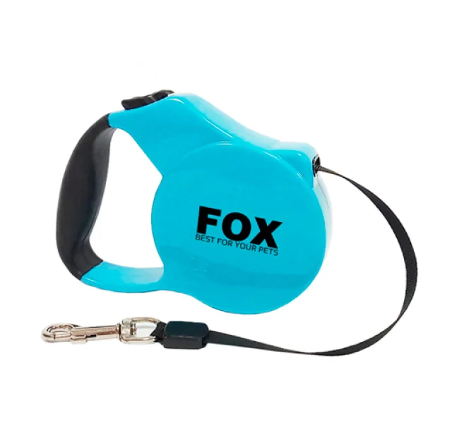 Поводок-рулетка Fox для собак до 25 кг, голубой, 5 м