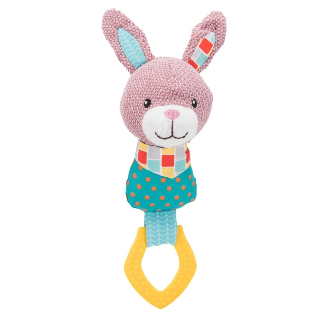 Игрушка Trixie Junior кролик плюшевый с кольцом, для собак, 23 см