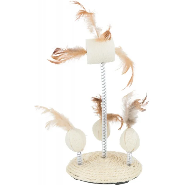 Игрушка Trixie мячи с перьями на пружинах, для кошек, 15x30 см