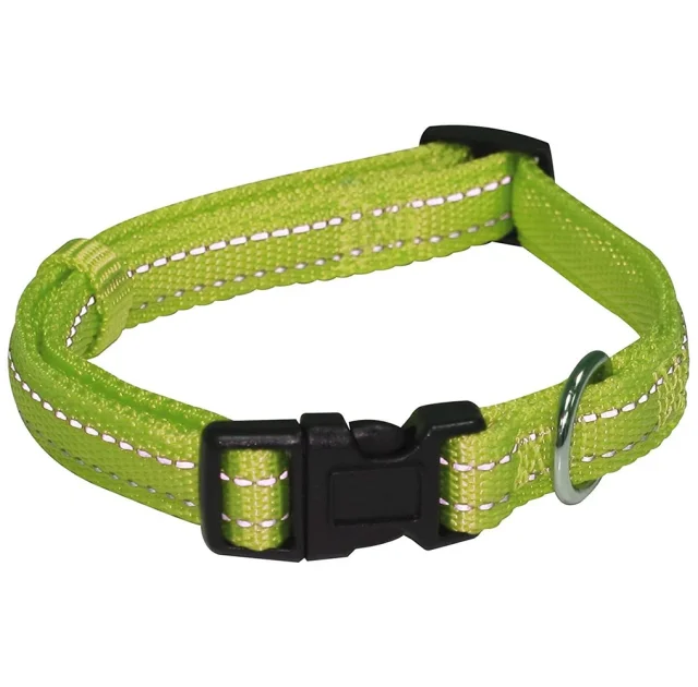 Ошейник Croci Soft Reflective для собак, светоотражающий, нейлон, зеленый, 35-55×2 см