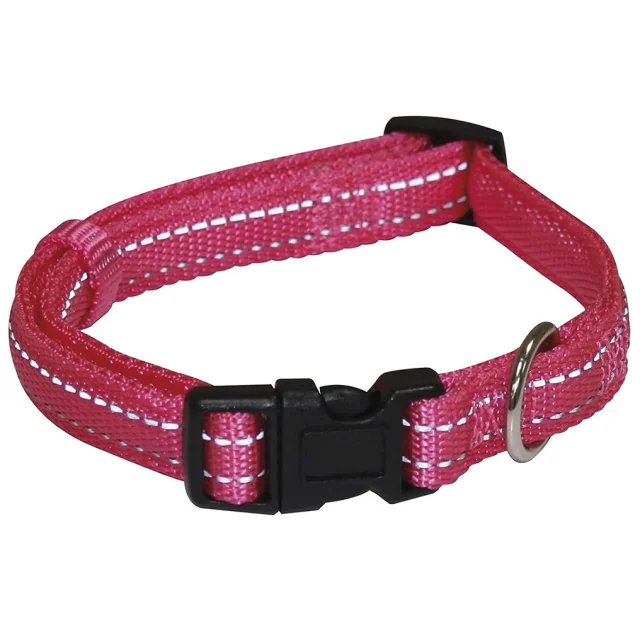 Ошейник Croci Soft Reflective для собак, светоотражающий, нейлон, розовый, 30-45×1.5 см