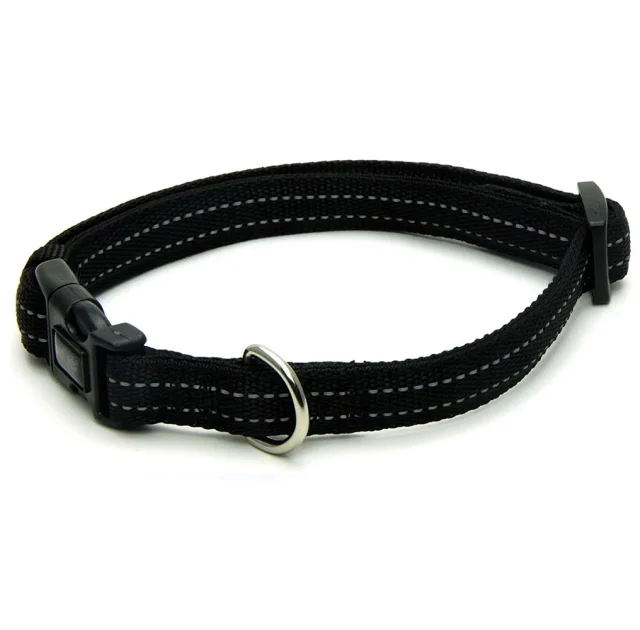 Ошейник Croci Soft Reflective для собак, светоотражающий, нейлон, черный, 35-55×2 см