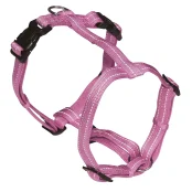 Шлея H-образна Croci Soft Reflective для собак, світловідбиваючі, нейлон, рожева, 1.5×35-50 см