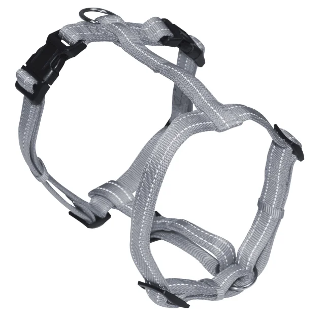 Шлея H-образна Croci Soft Reflective для собак, світловідбиваючі, нейлон, сіра, 1×25-40 см