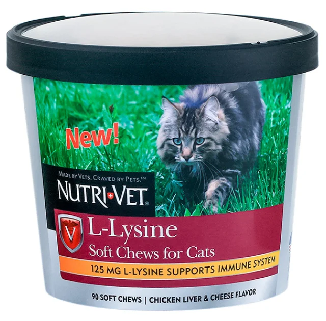 Жевательные таблетки для иммунитета Nutri-Vet L-Lysine для кошек, 90 табл