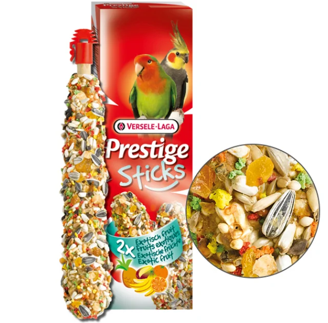 Лакомство экзотические фрукты Versele-Laga Prestige Sticks Big Parakeets Exotic Fruit для средних попугаев, 140 г